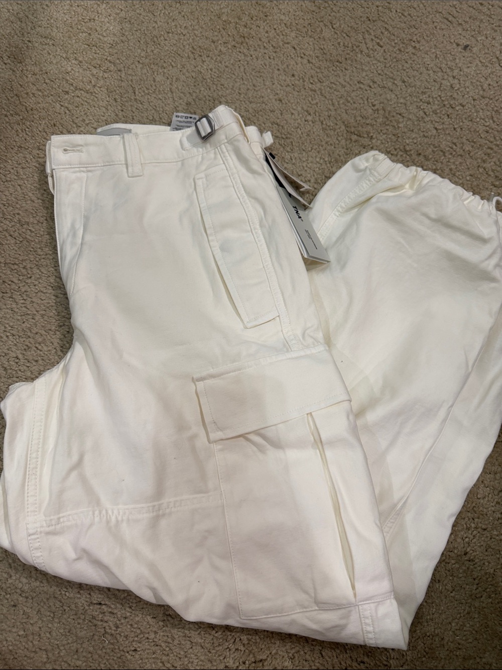 TNA White Cargo Track Joggers with Utility Pockets